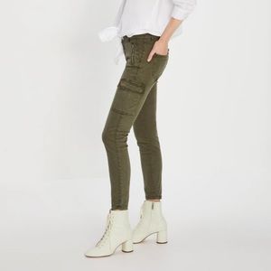 Zara Skinny Cargo Olive Jeans Ankle W/ Zippers